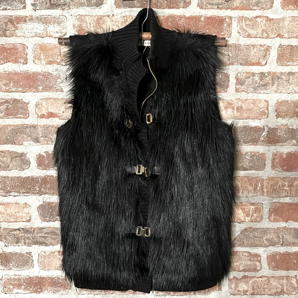 Calvin Klein Black fur vest. Size M/L
